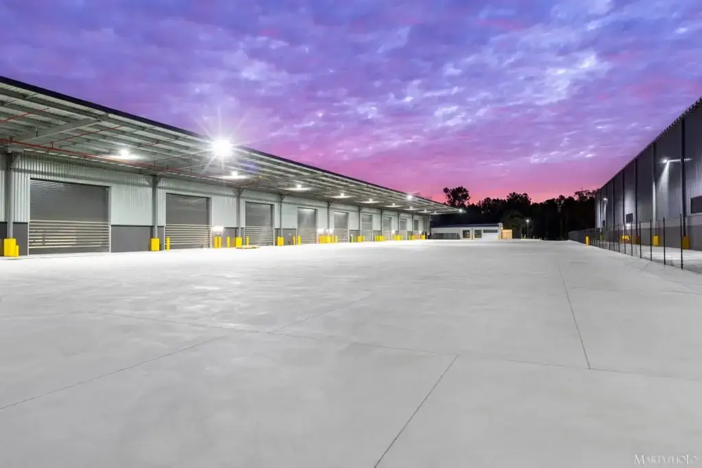 Loading area of industrial facility roofed by Envy Roofing in Carole Park, Queensland